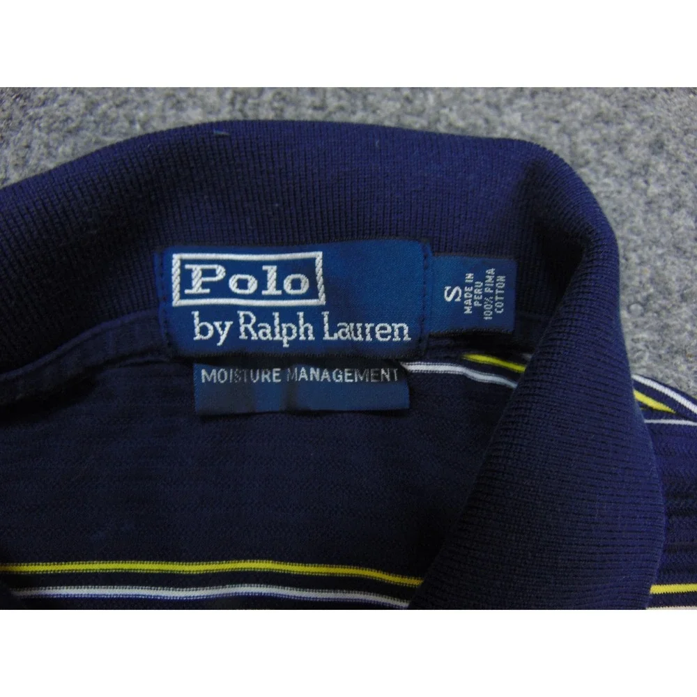 Polo Ralph Lauren Polo Mens Small Moisture Management‎ Blue Striped Preppy Golf